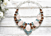 Rose Quartz Blue Topaz Necklace - The Pashm